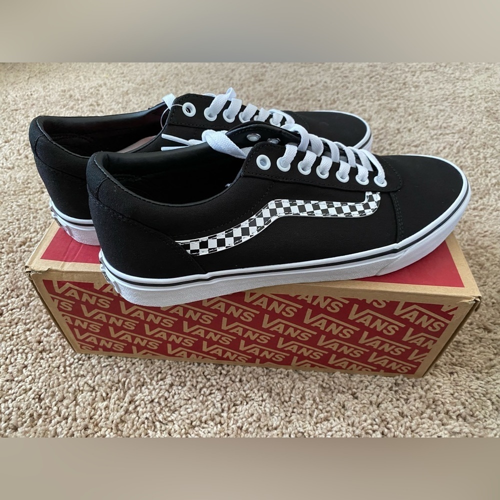 NEW Vans Mens Ward DX Skateboard Shoes Sneakers Checkered Black White Size 10.5